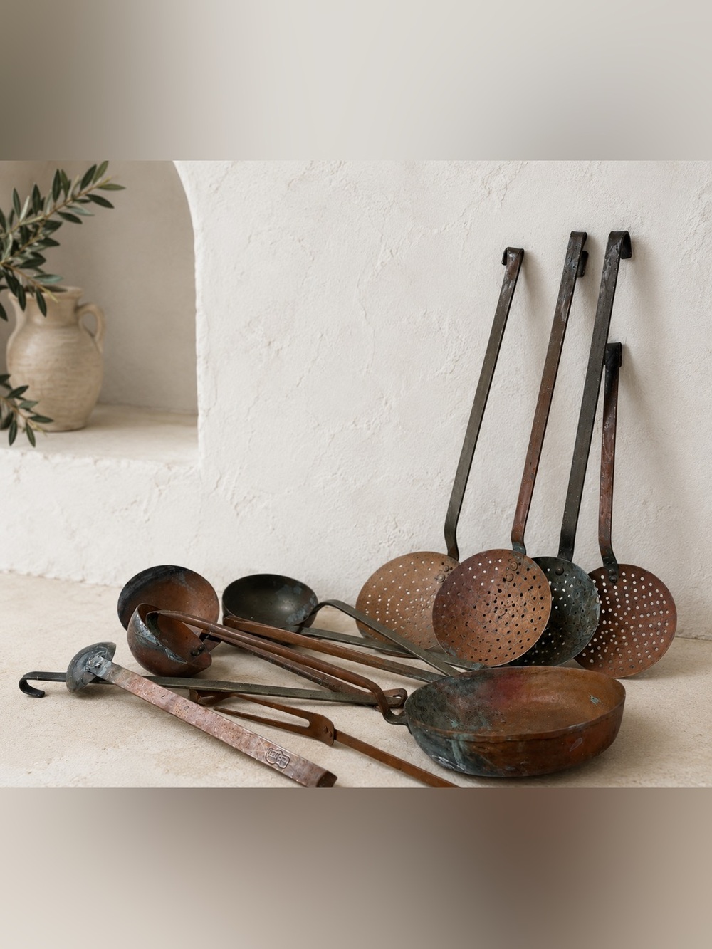 Vintage OFTG Portugal Copper Kitchen Utensil Set 12 Pc Hearth Cookware Lot
